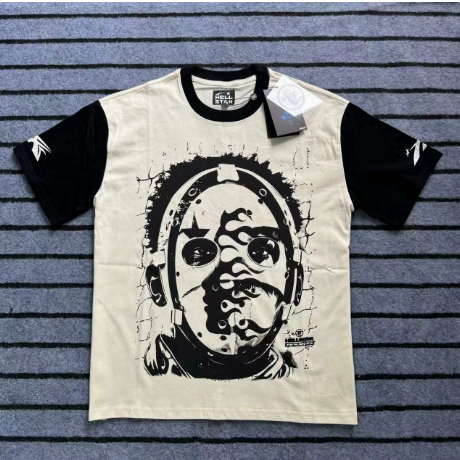 New Trendy H Hell Star Series Printed Double Yarn Pure Cotton Casual Unisex Summer Loose Short-Sleeve T-Shirt