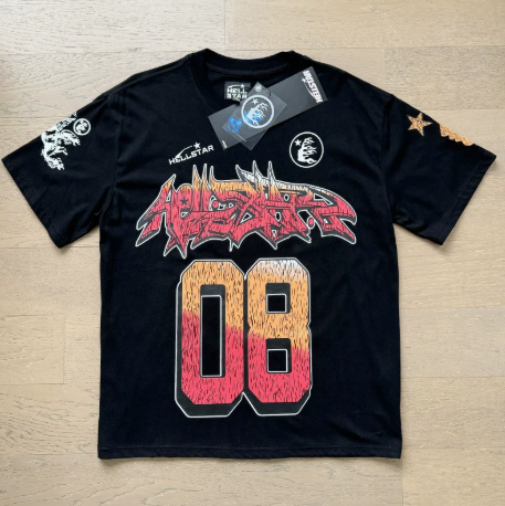 New Trendy H Hell Star Series Printed Double Yarn Pure Cotton Casual Unisex Summer Loose Short-Sleeve T-Shirt