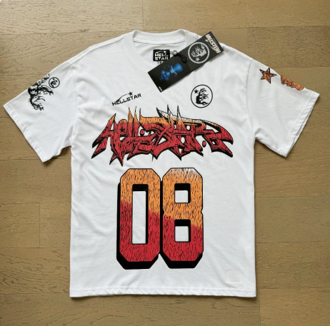 New Trendy H Hell Star Series Printed Double Yarn Pure Cotton Casual Unisex Summer Loose Short-Sleeve T-Shirt