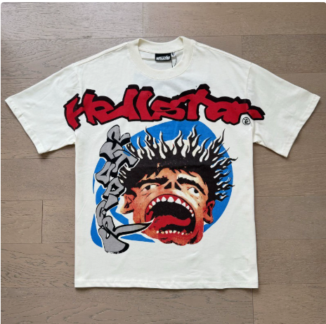 New Trendy H Hell Star Series Printed Double Yarn Pure Cotton Casual Unisex Summer Loose Short-Sleeve T-Shirt