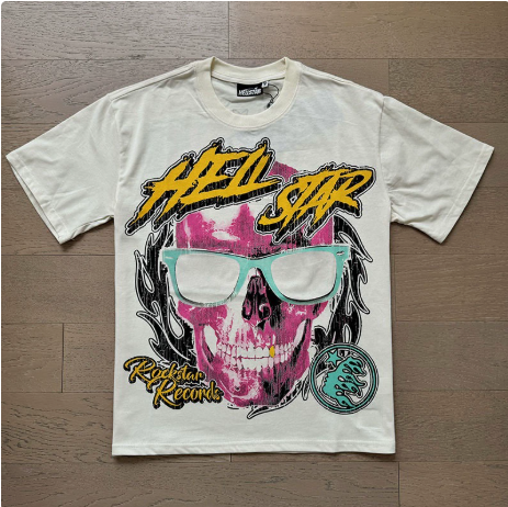 New Trendy H Hell Star Series Printed Double Yarn Pure Cotton Casual Unisex Summer Loose Short-Sleeve T-Shirt