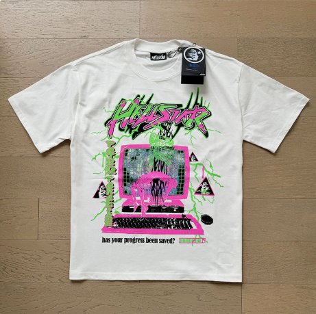 New Trendy H Hell Star Series Printed Double Yarn Pure Cotton Casual Unisex Summer Loose Short-Sleeve T-Shirt